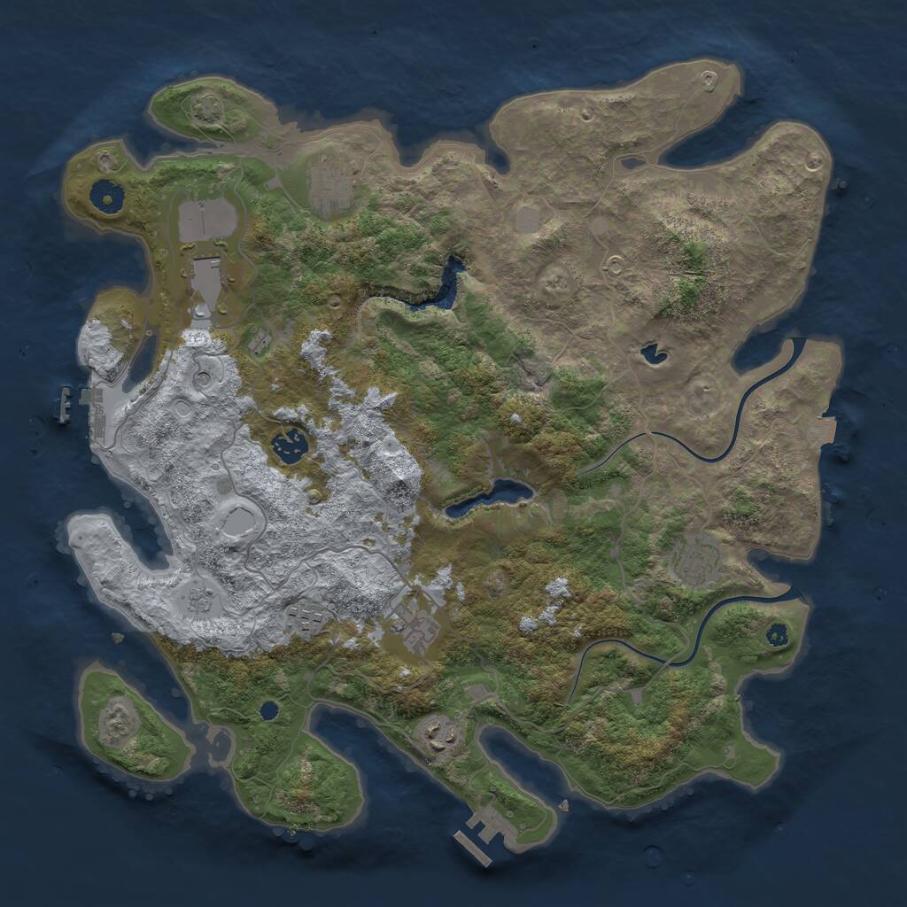 Rust Map: Procedural Map, Size: 4000, Seed: 249556, 13 Monuments