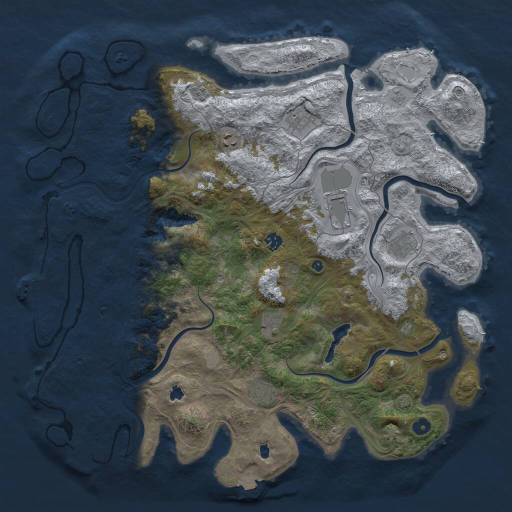 Rust Map: Procedural Map, Size: 4500, Seed: 1276227397, 14 Monuments