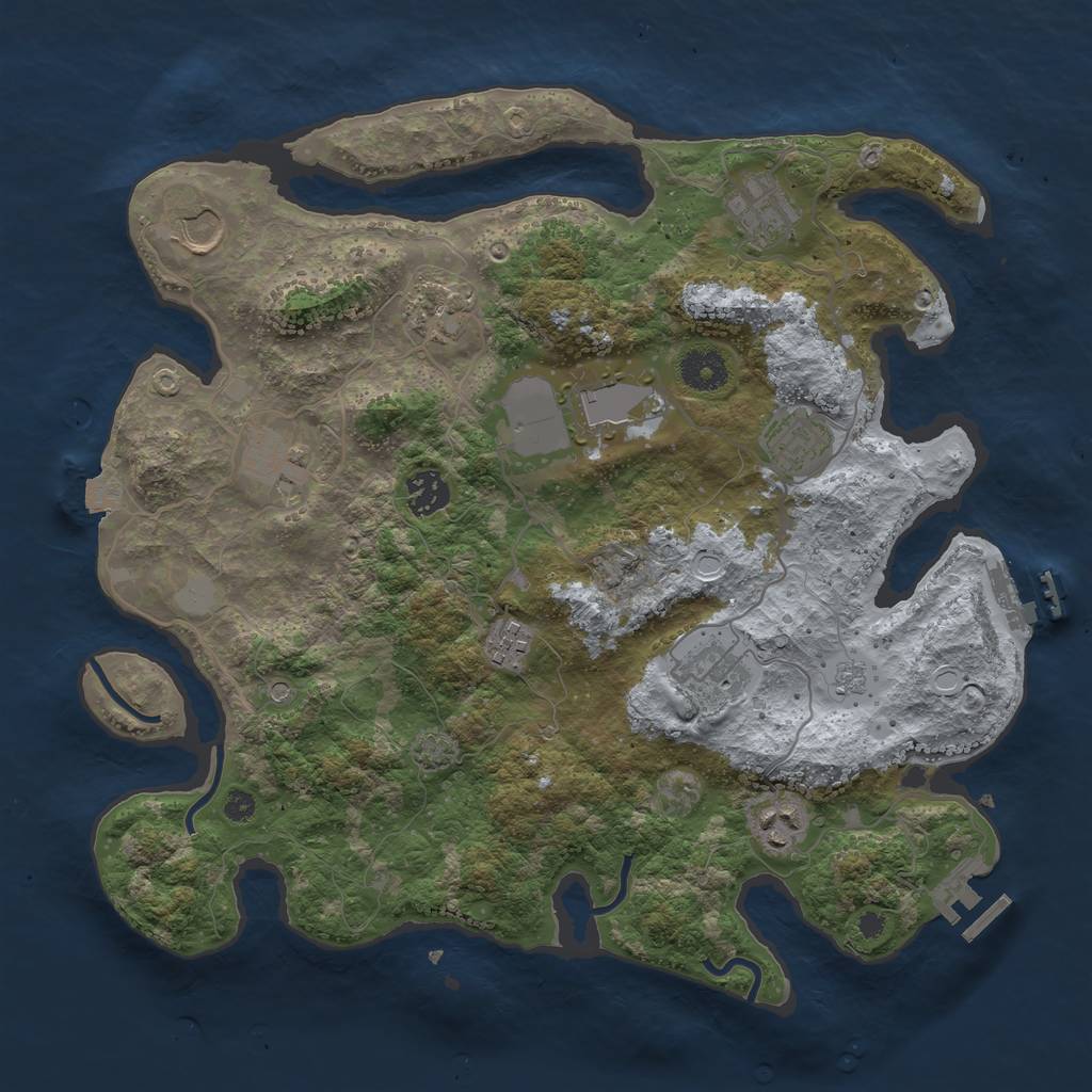 Rust Map: Procedural Map, Size: 3650, Seed: 268606153, 18 Monuments