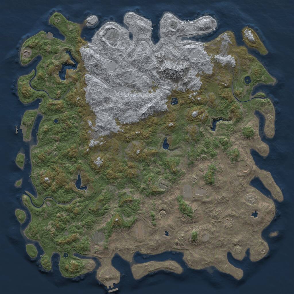Rust Map: Procedural Map, Size: 6000, Seed: 1380718354, 17 Monuments
