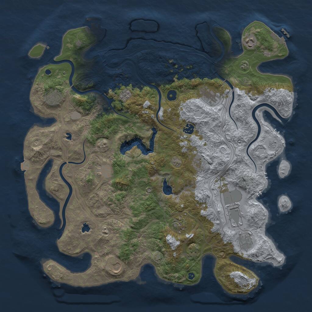 Rust Map: Procedural Map, Size: 4500, Seed: 474491539, 17 Monuments