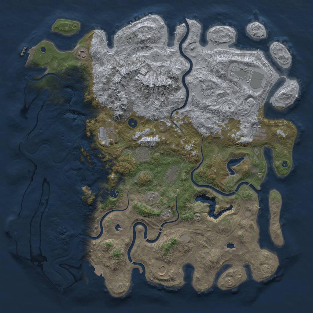 Rust Map: Procedural Map, Size: 5000, Seed: 600, 16 Monuments