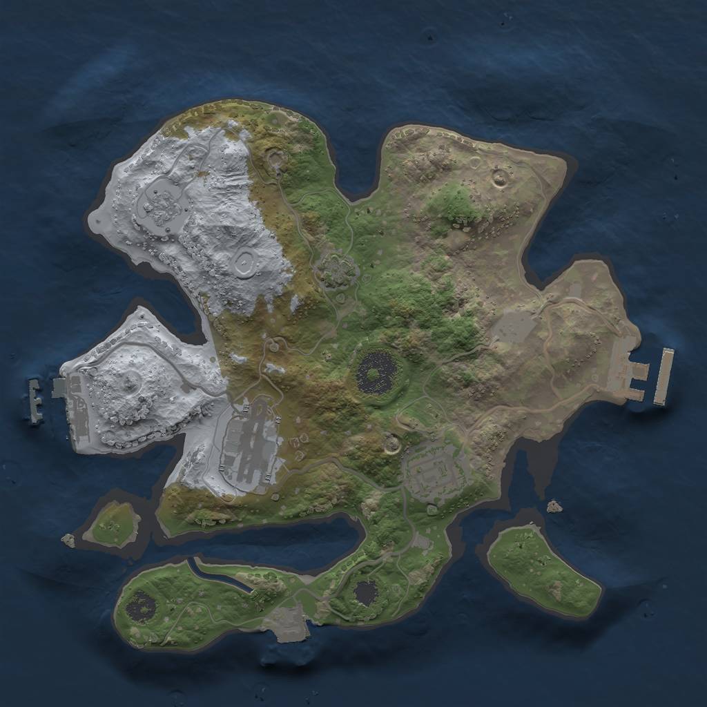 Rust Map: Procedural Map, Size: 2500, Seed: 1427798288, 9 Monuments