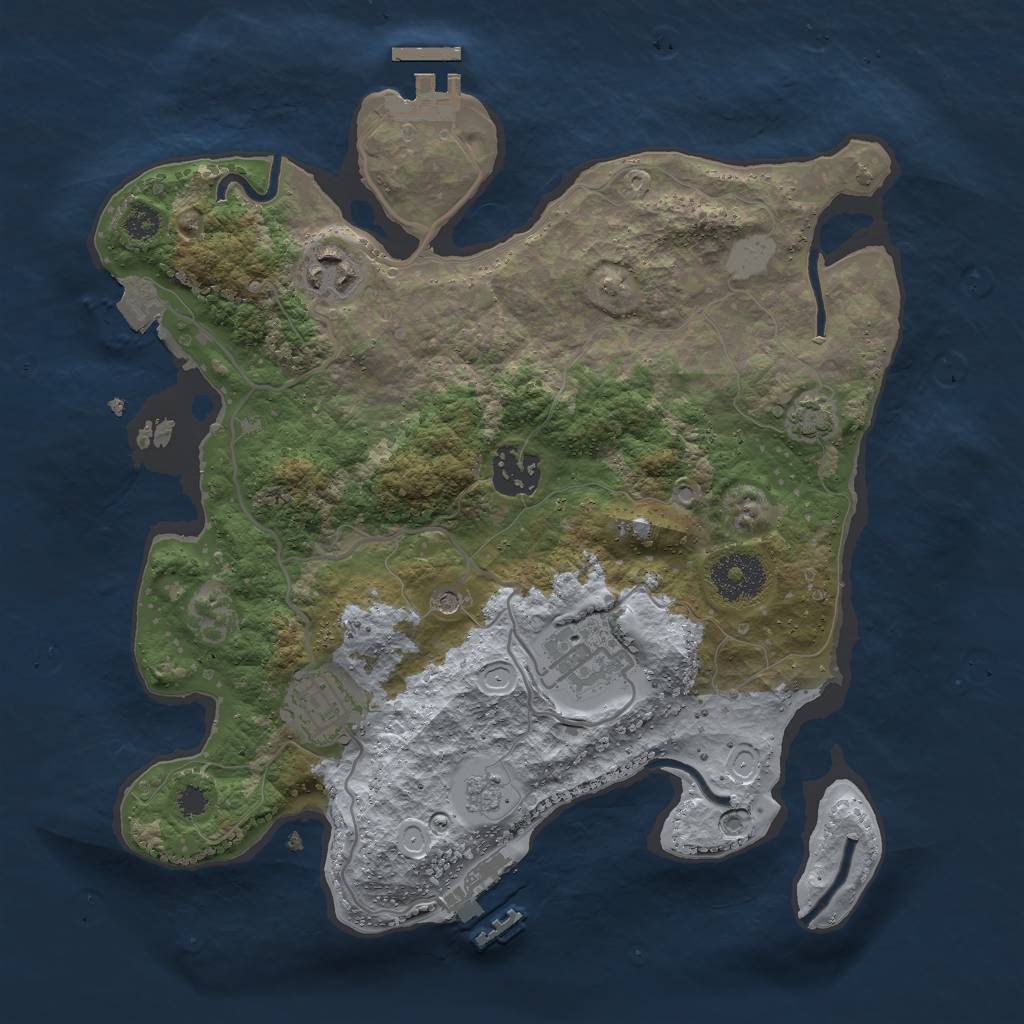 Rust Map: Procedural Map, Size: 3000, Seed: 958429871, 12 Monuments