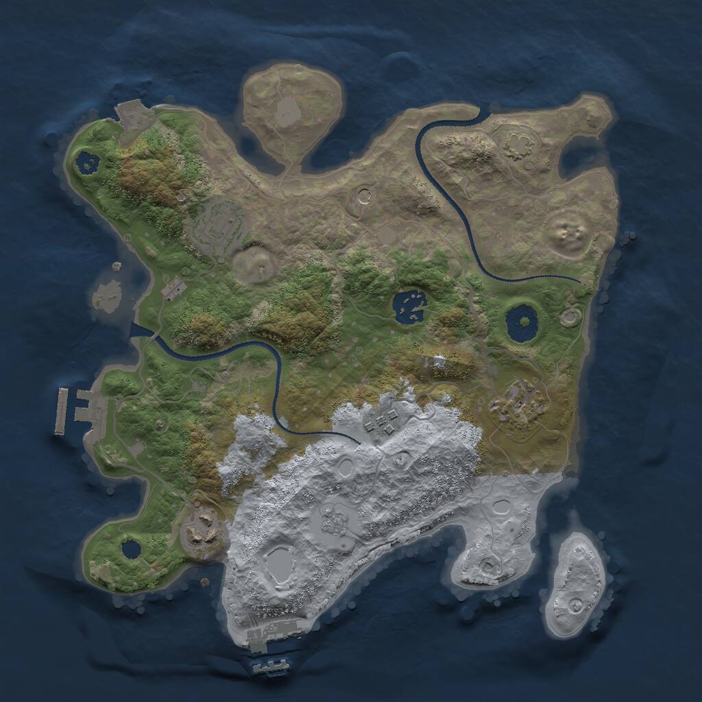 Rust Map: Procedural Map, Size: 3000, Seed: 958429871, 11 Monuments