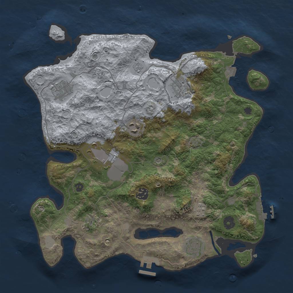 Rust Map: Procedural Map, Size: 3500, Seed: 833838504, 16 Monuments