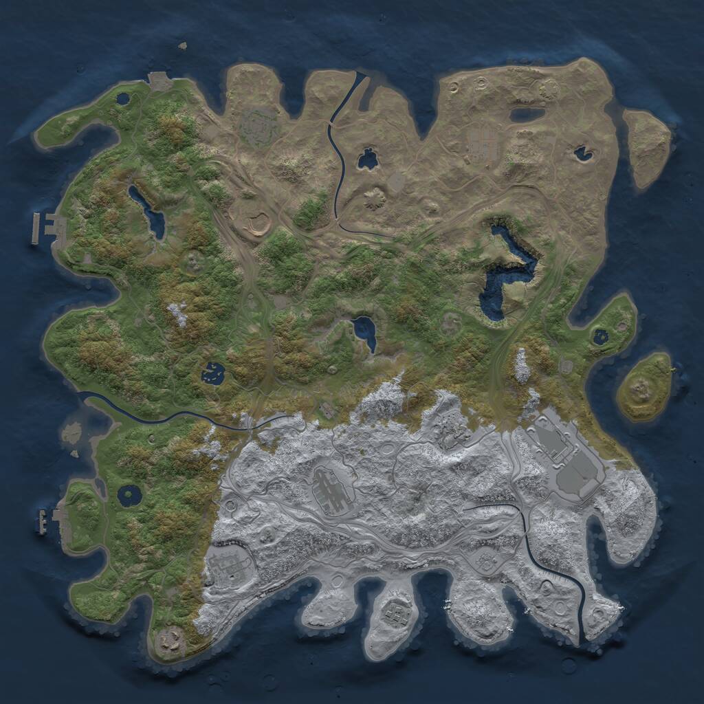 Rust Map: Procedural Map, Size: 4500, Seed: 958429871, 16 Monuments