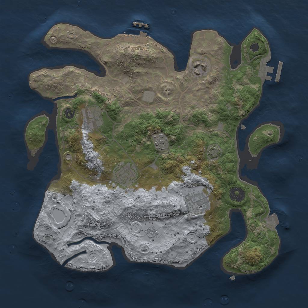 Rust Map: Procedural Map, Size: 3000, Seed: 1096466656, 12 Monuments