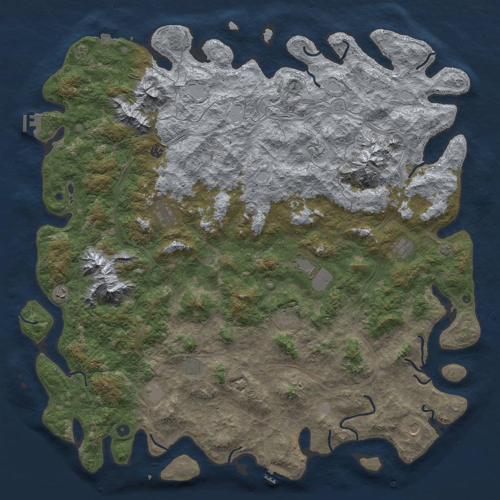 Rust Map: Procedural Map, Size: 6000, Seed: 37551, 19 Monuments