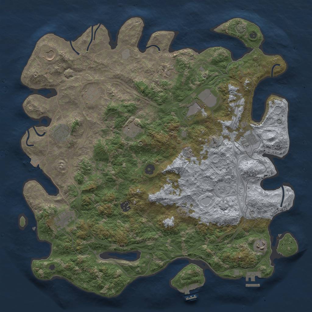 Rust Map: Procedural Map, Size: 4500, Seed: 4567455, 19 Monuments