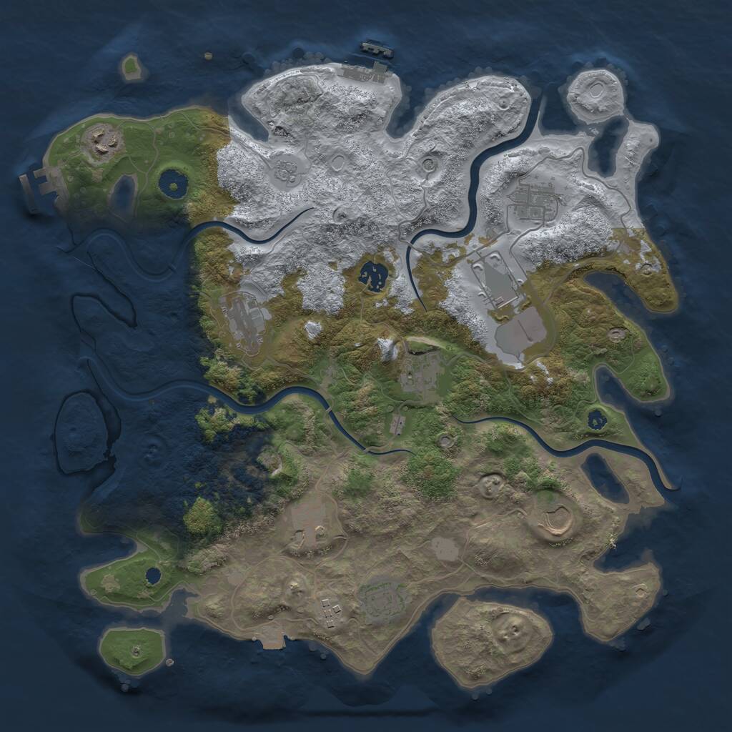 Rust Map: Procedural Map, Size: 3800, Seed: 59352498, 16 Monuments