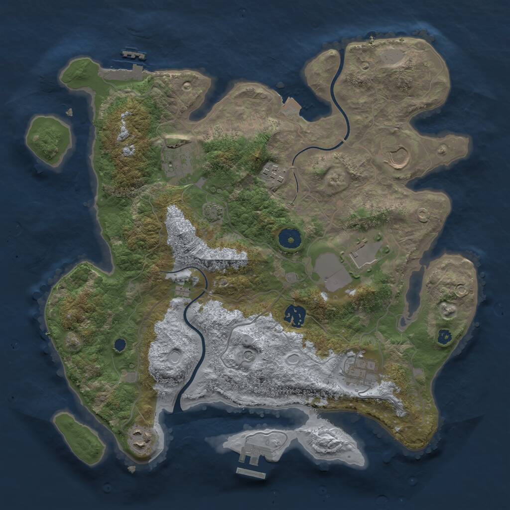 Rust Map: Procedural Map, Size: 3500, Seed: 1392022334, 12 Monuments