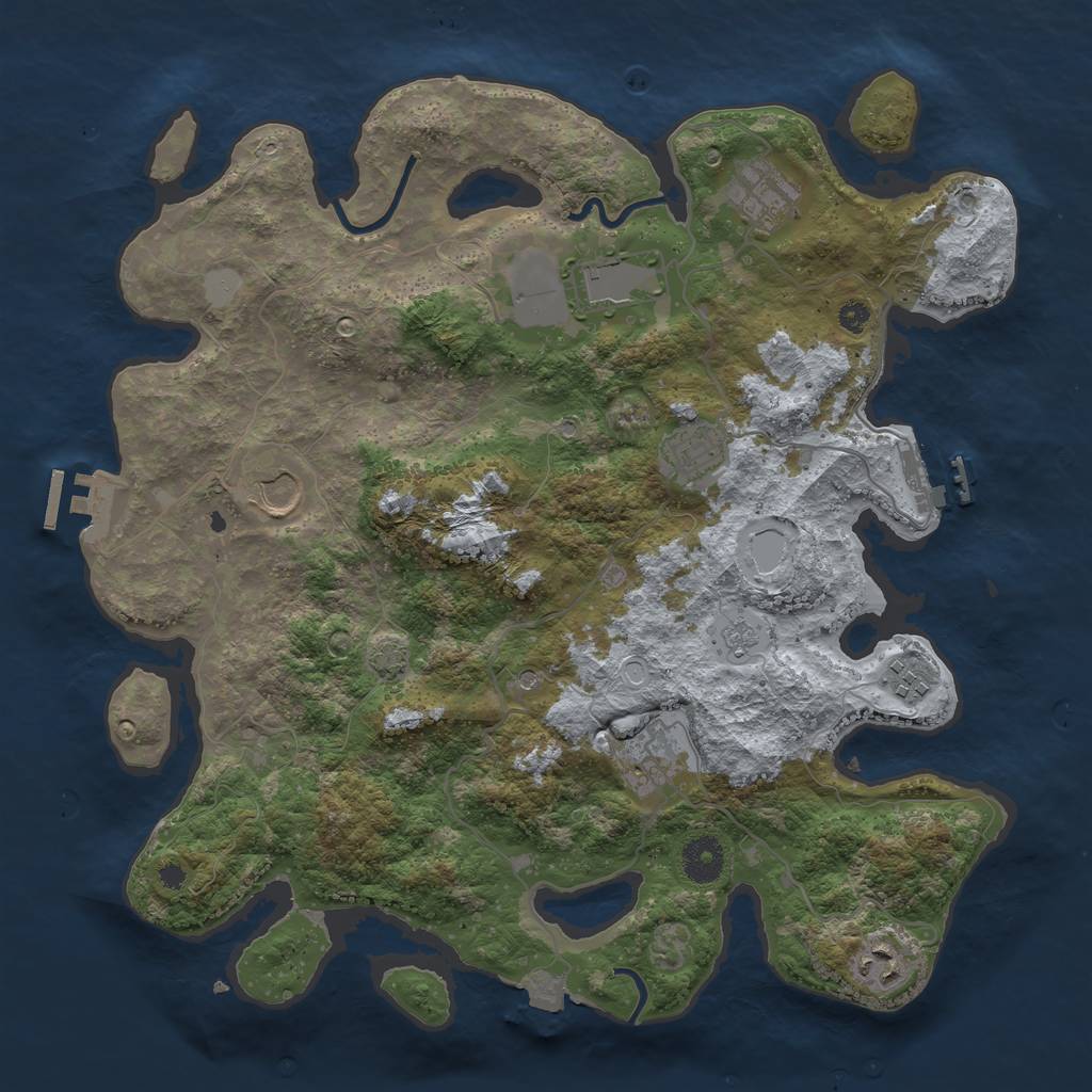 Rust Map: Procedural Map, Size: 3669, Seed: 3669, 15 Monuments