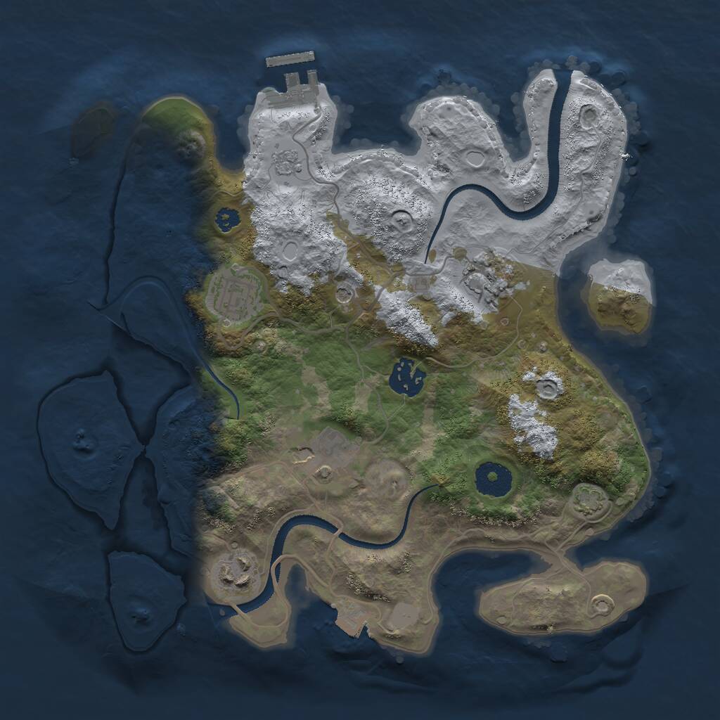 Rust Map: Procedural Map, Size: 3000, Seed: 1626886488, 10 Monuments