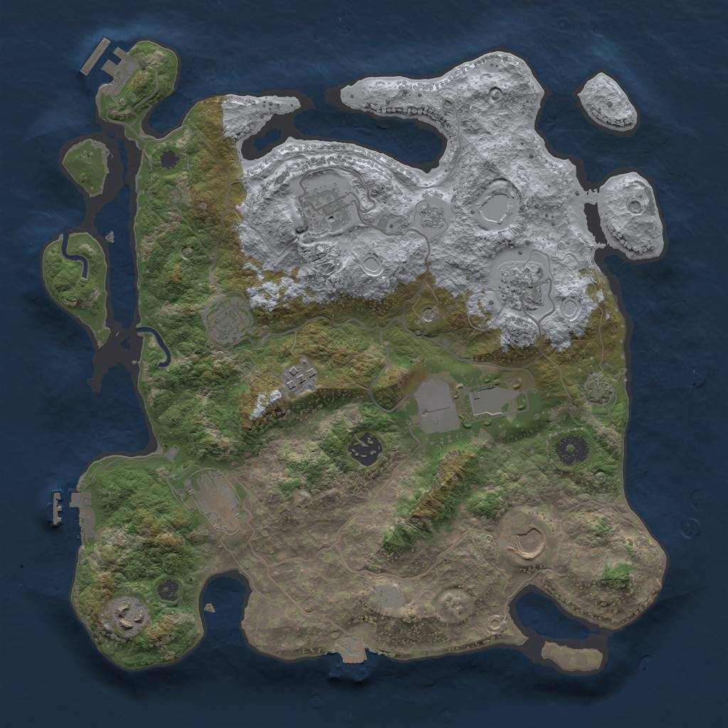 Rust Map: Procedural Map, Size: 3500, Seed: 1926194677, 17 Monuments