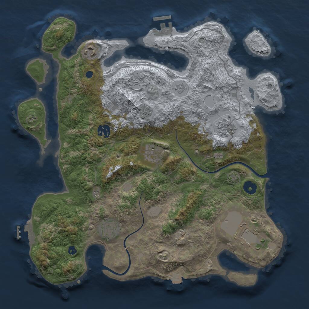 Rust Map: Procedural Map, Size: 3500, Seed: 1926194677, 13 Monuments