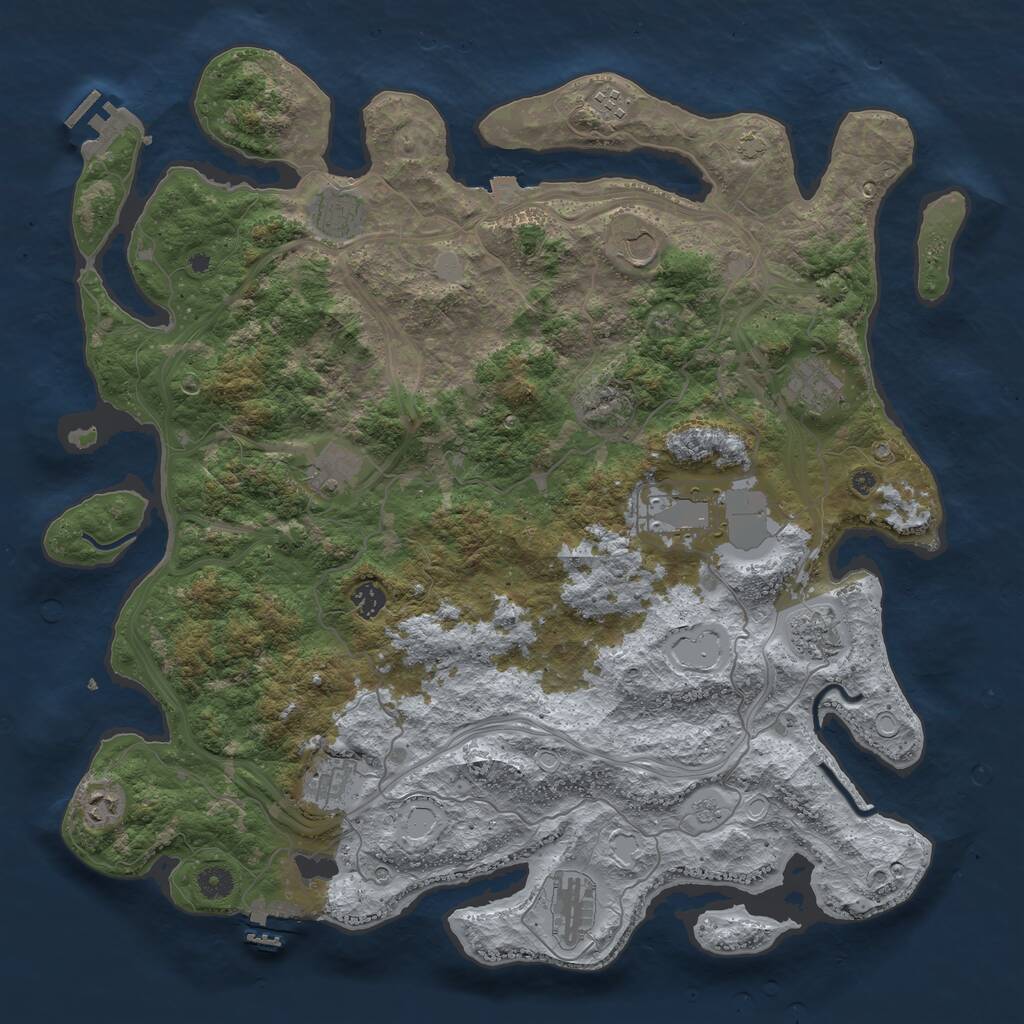 Rust Map: Procedural Map, Size: 4500, Seed: 585377709, 17 Monuments
