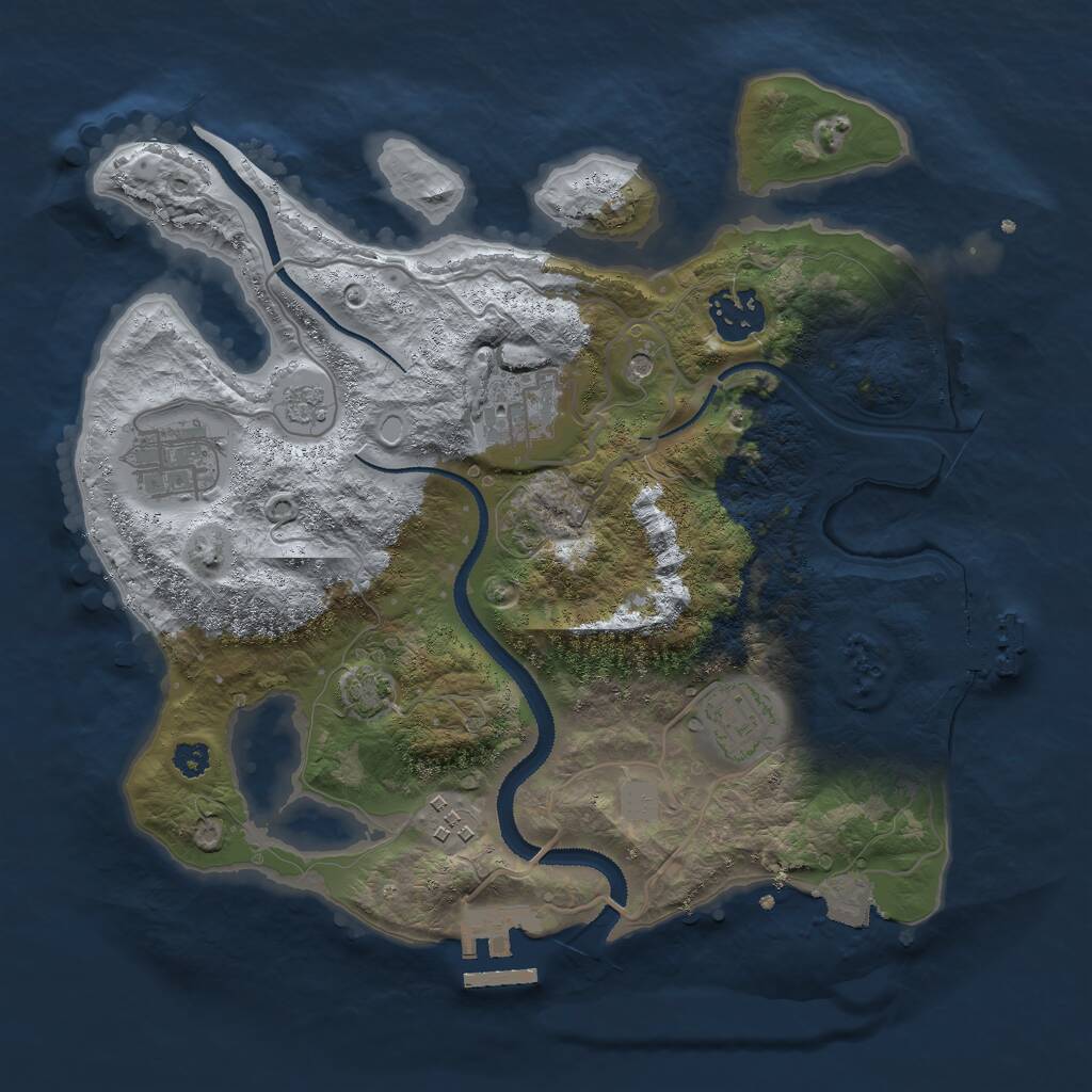 Rust Map: Procedural Map, Size: 3000, Seed: 750697604, 11 Monuments