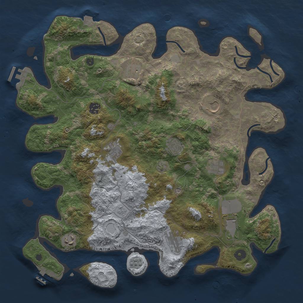 Rust Map: Procedural Map, Size: 4000, Seed: 40054, 18 Monuments