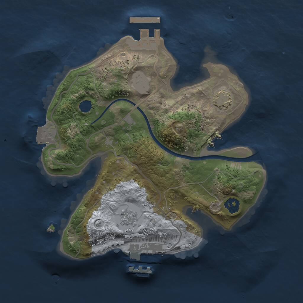 Rust Map: Procedural Map, Size: 2000, Seed: 1059025567, 5 Monuments