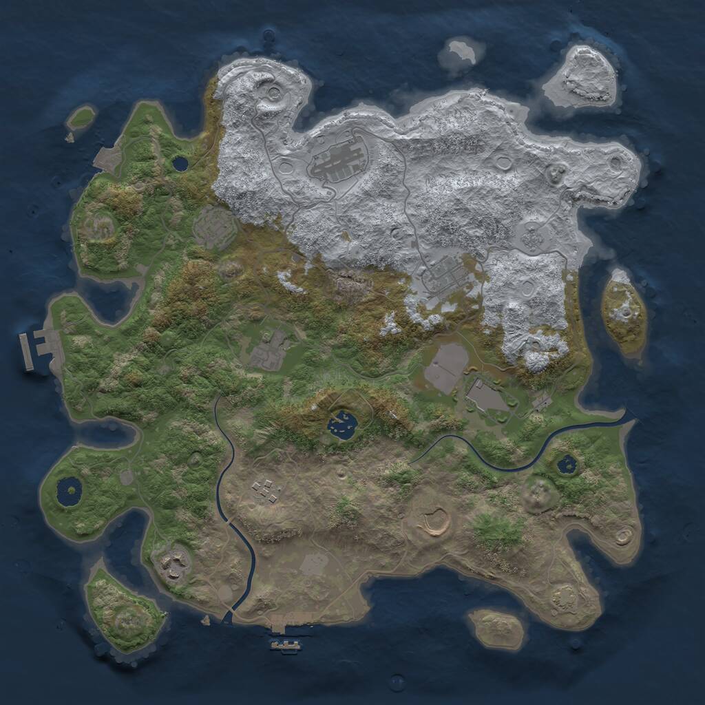 Rust Map: Procedural Map, Size: 3800, Seed: 38107772, 15 Monuments