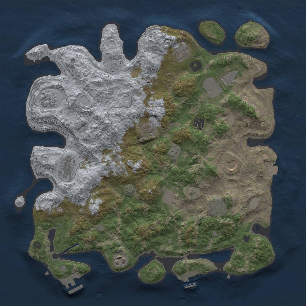 Rust Map: Procedural Map, Size: 4000, Seed: 184579537, 19 Monuments