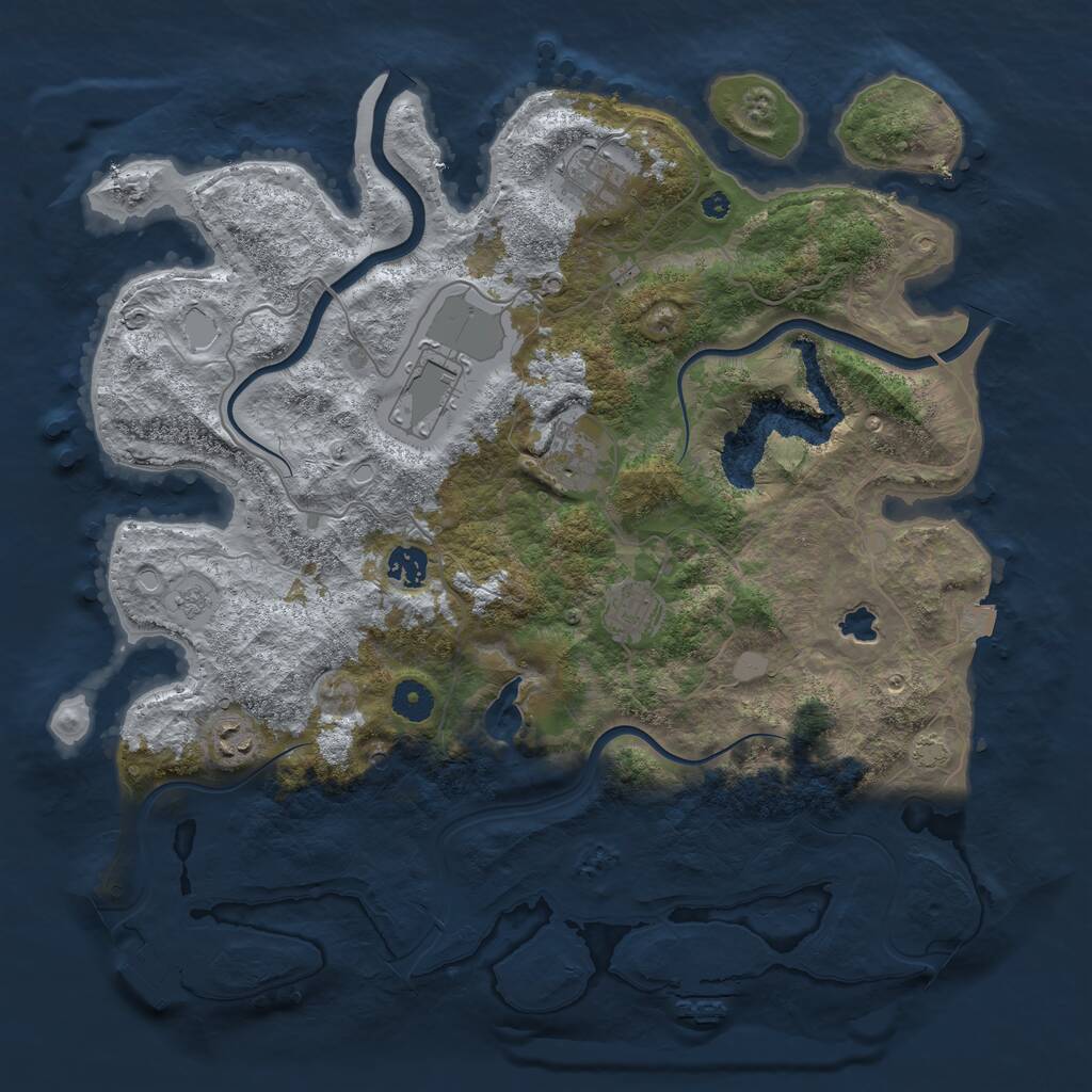 Rust Map: Procedural Map, Size: 4000, Seed: 184579537, 12 Monuments