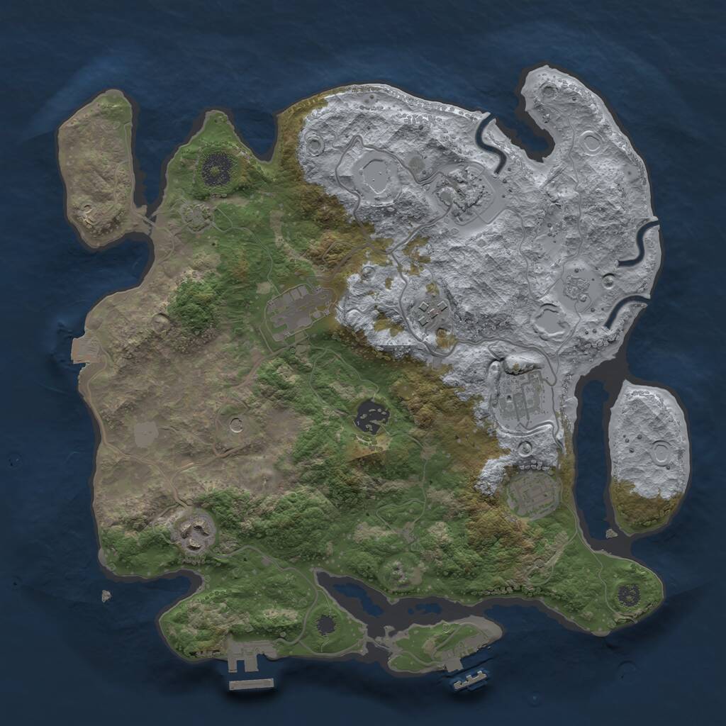 Rust Map: Procedural Map, Size: 3300, Seed: 479288494, 13 Monuments