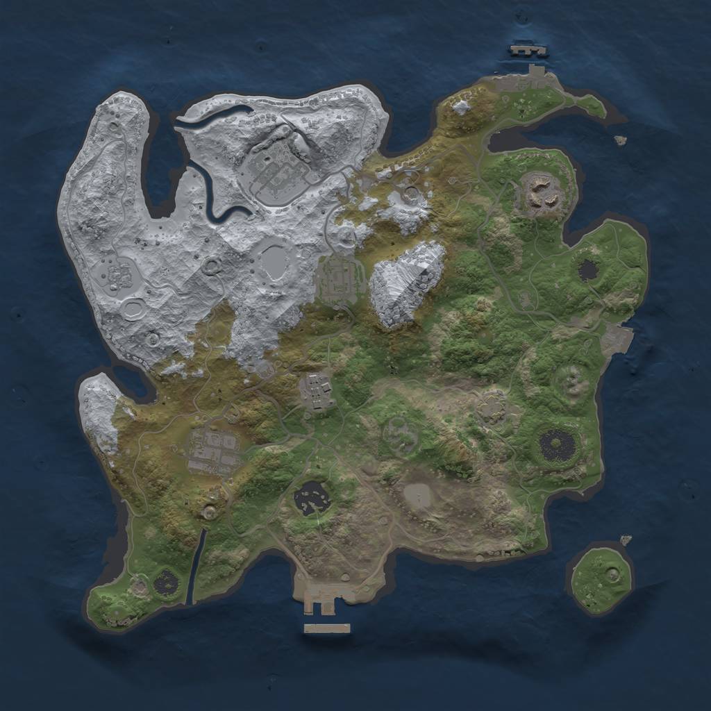 Rust Map: Procedural Map, Size: 3100, Seed: 1154661651, 14 Monuments