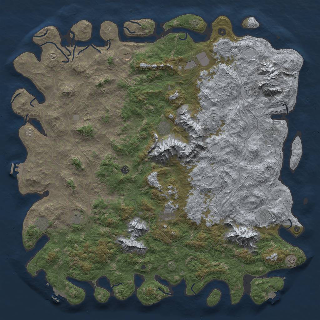 Rust Map: Procedural Map, Size: 6000, Seed: 607011041, 19 Monuments