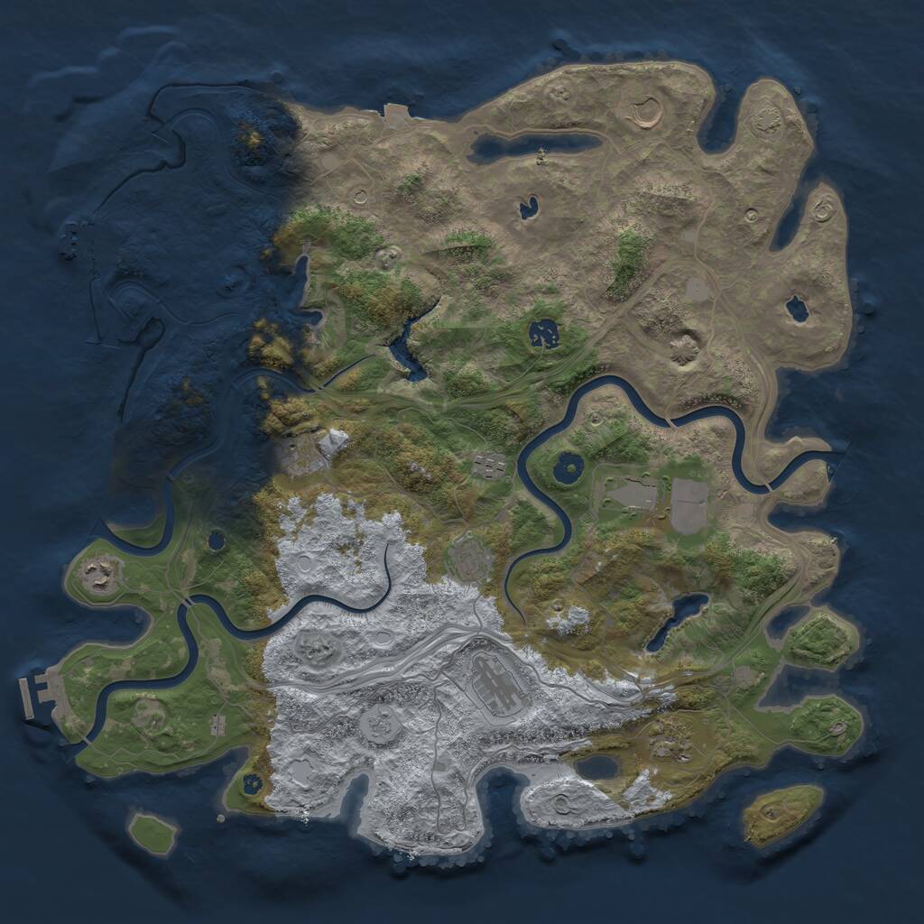 Rust Map: Procedural Map, Size: 4500, Seed: 1570319580, 15 Monuments