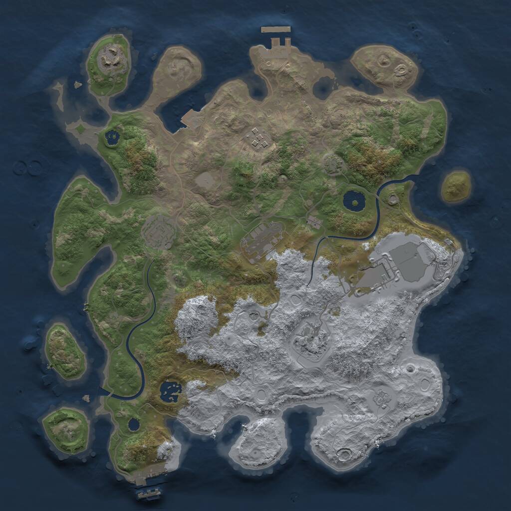 Rust Map: Procedural Map, Size: 3500, Seed: 999811129, 13 Monuments