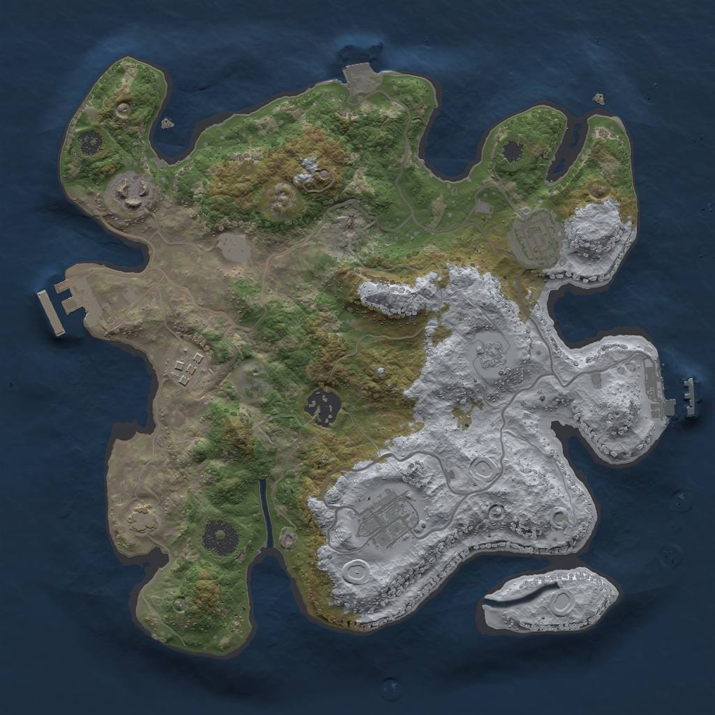 Rust Map: Procedural Map, Size: 3000, Seed: 83231, 12 Monuments