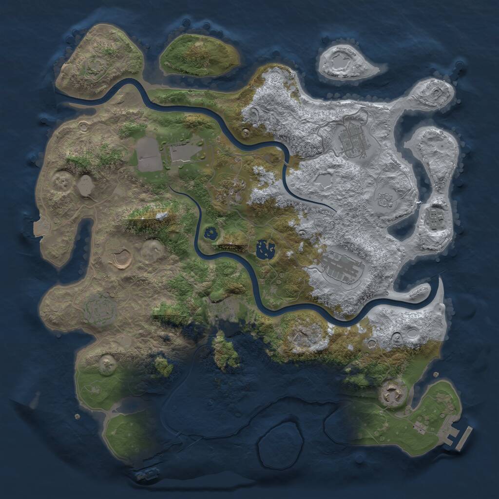Rust Map: Procedural Map, Size: 3750, Seed: 1644370708, 16 Monuments