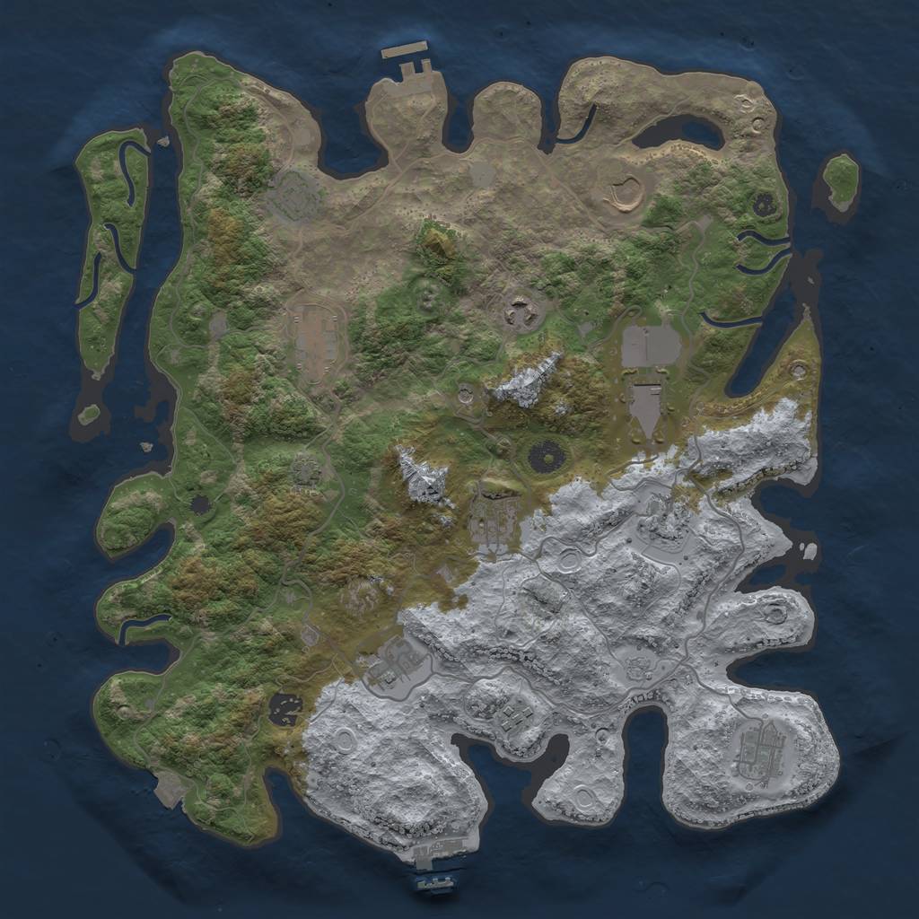 Rust Map: Procedural Map, Size: 4000, Seed: 334084485, 19 Monuments