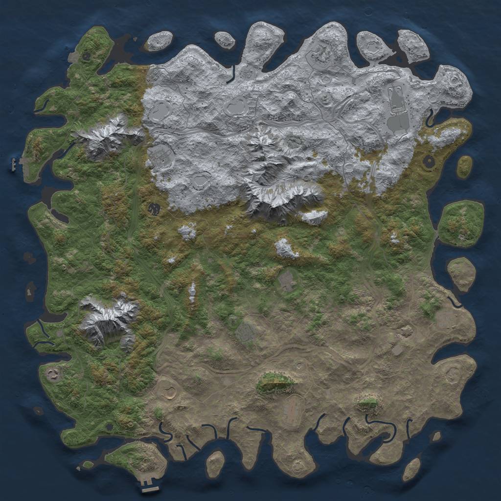 Rust Map: Procedural Map, Size: 6000, Seed: 1184833627, 19 Monuments