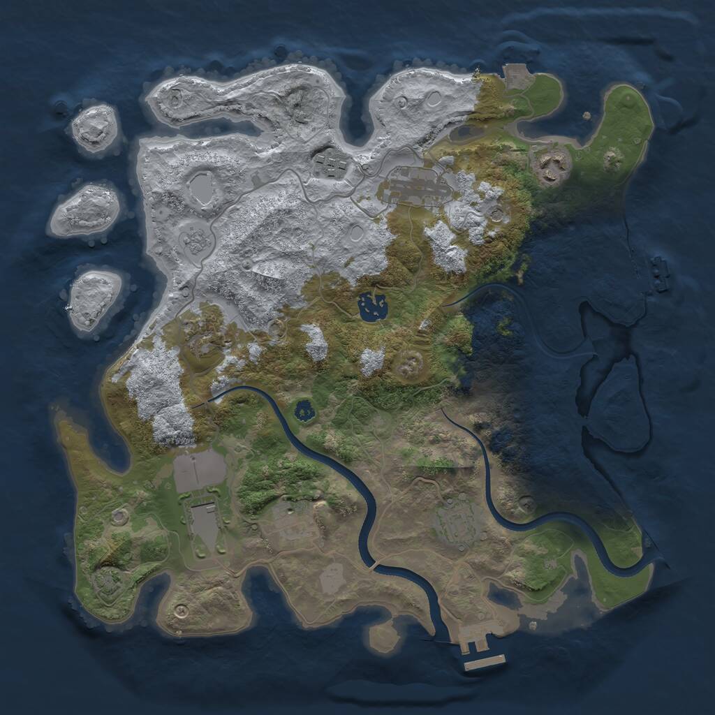 Rust Map: Procedural Map, Size: 3500, Seed: 191393882, 14 Monuments
