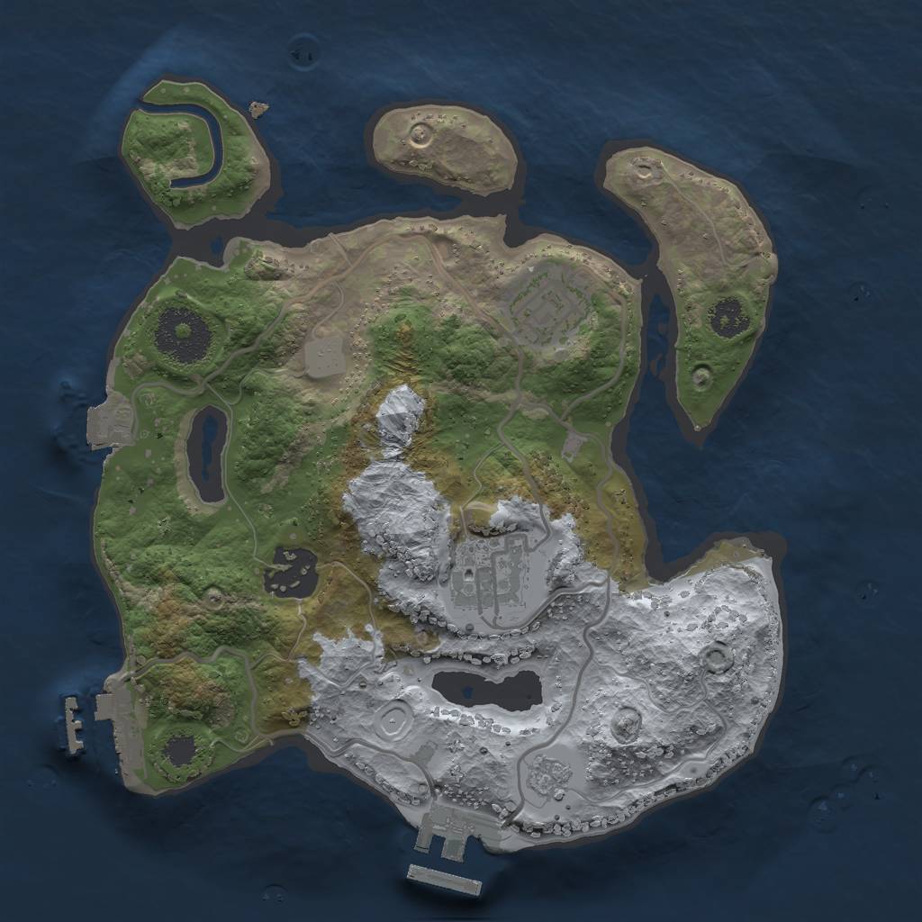 Rust Map: Procedural Map, Size: 2500, Seed: 2234, 9 Monuments