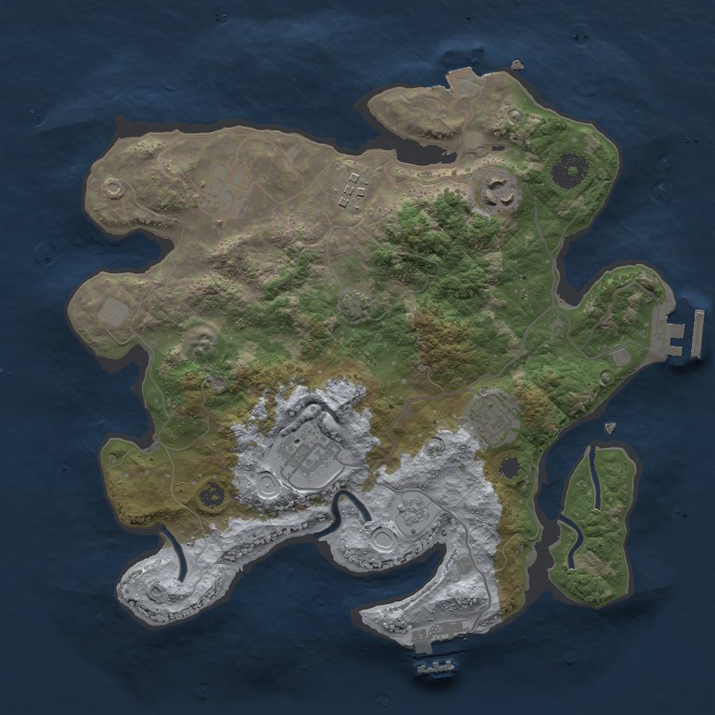 Rust Map: Procedural Map, Size: 3000, Seed: 1214862806, 12 Monuments