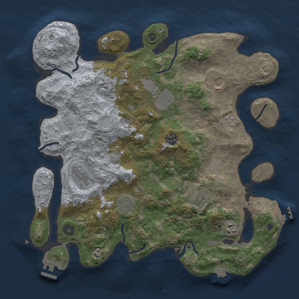 Rust Map: Procedural Map, Size: 3750, Seed: 433997703, 17 Monuments