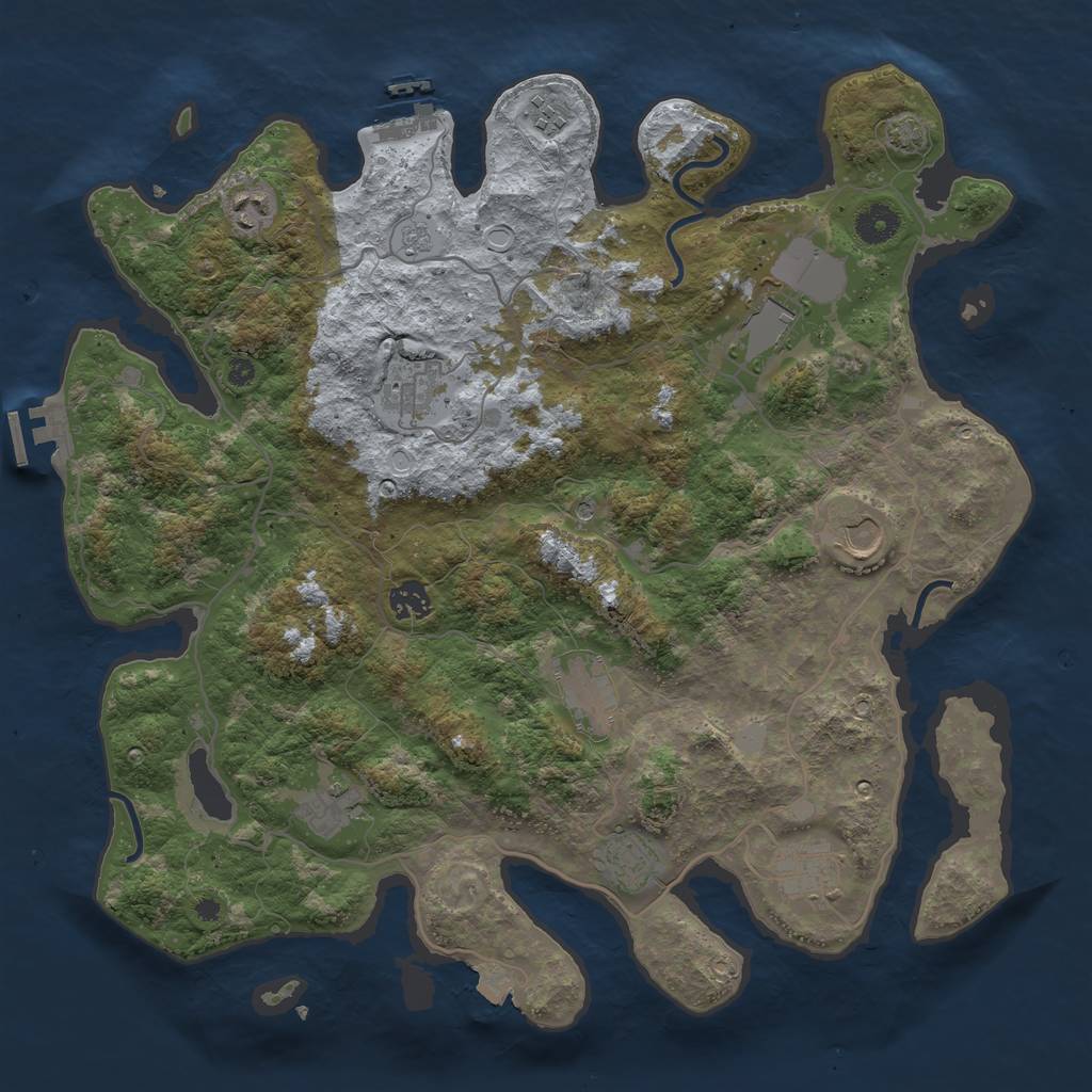 Rust Map: Procedural Map, Size: 4000, Seed: 739260779, 18 Monuments