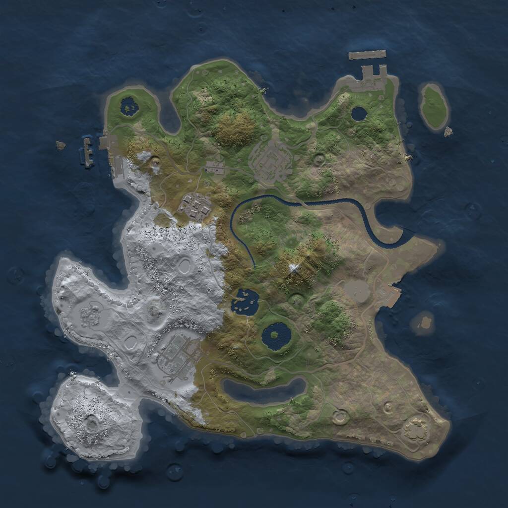 Rust Map: Procedural Map, Size: 2750, Seed: 2069867841, 9 Monuments