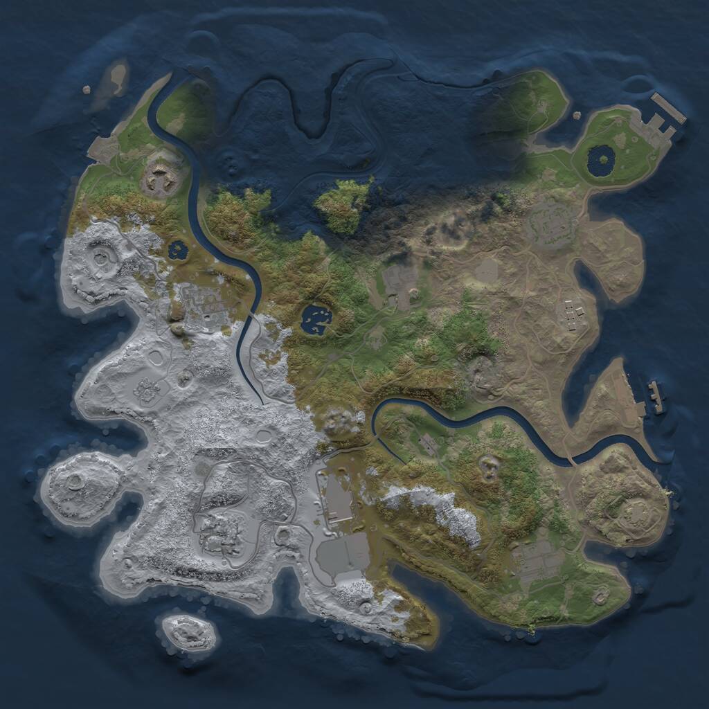 Rust Map: Procedural Map, Size: 3500, Seed: 239876134, 15 Monuments