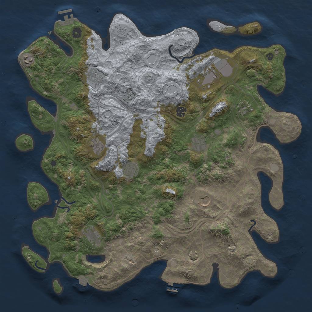 Rust Map: Procedural Map, Size: 4500, Seed: 1064153035, 19 Monuments