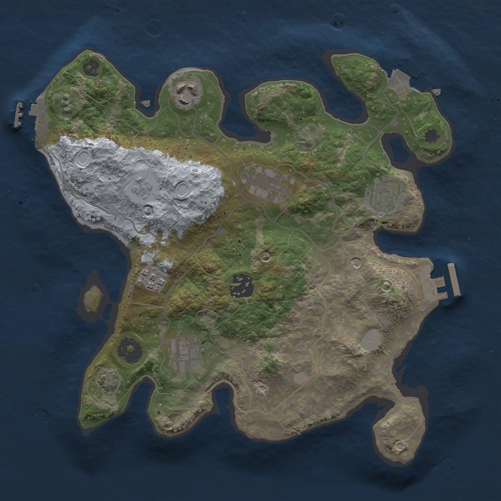 Rust Map: Procedural Map, Size: 3000, Seed: 465089277, 14 Monuments