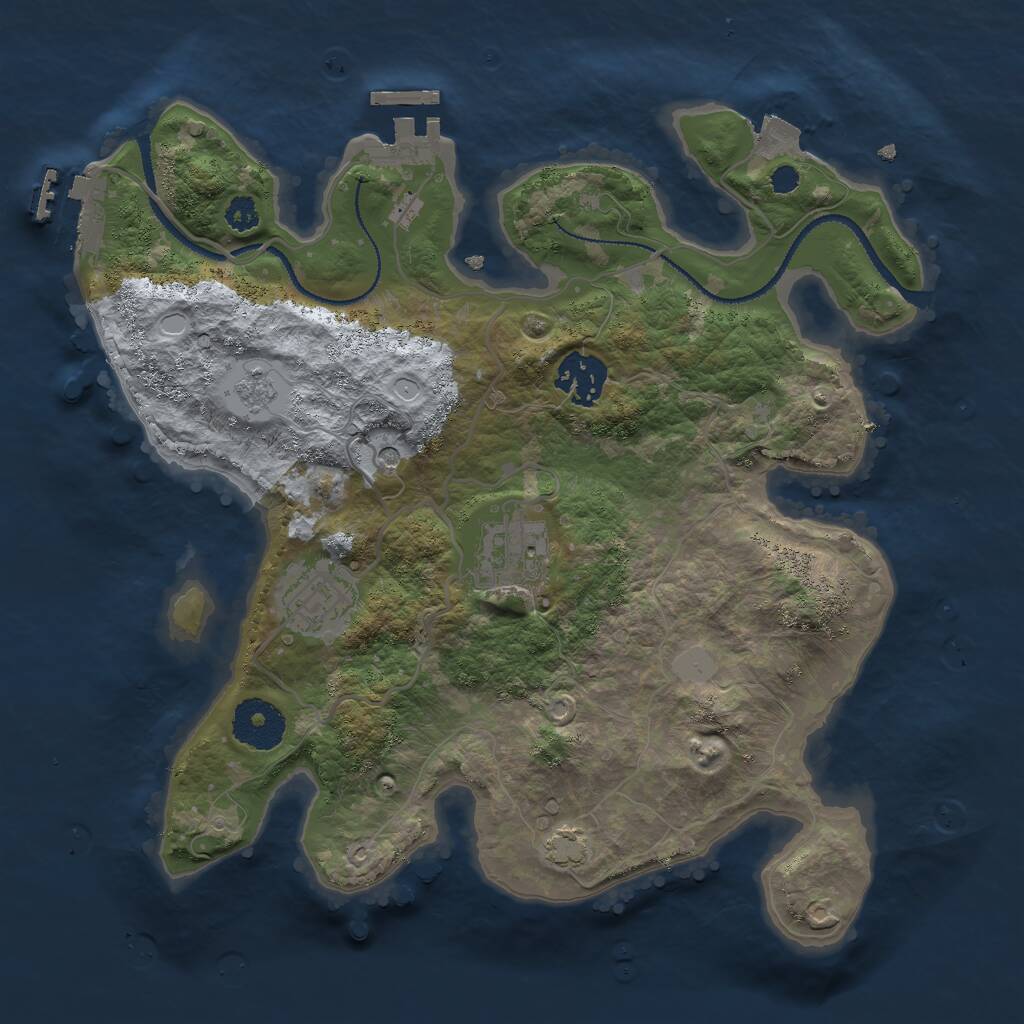 Rust Map: Procedural Map, Size: 3000, Seed: 465089277, 9 Monuments