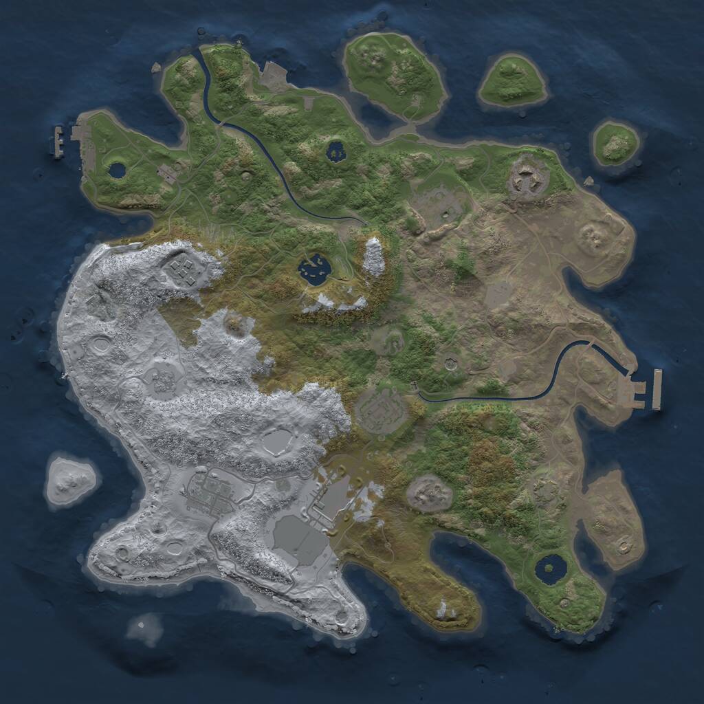 Rust Map: Procedural Map, Size: 3500, Seed: 1564697020, 13 Monuments