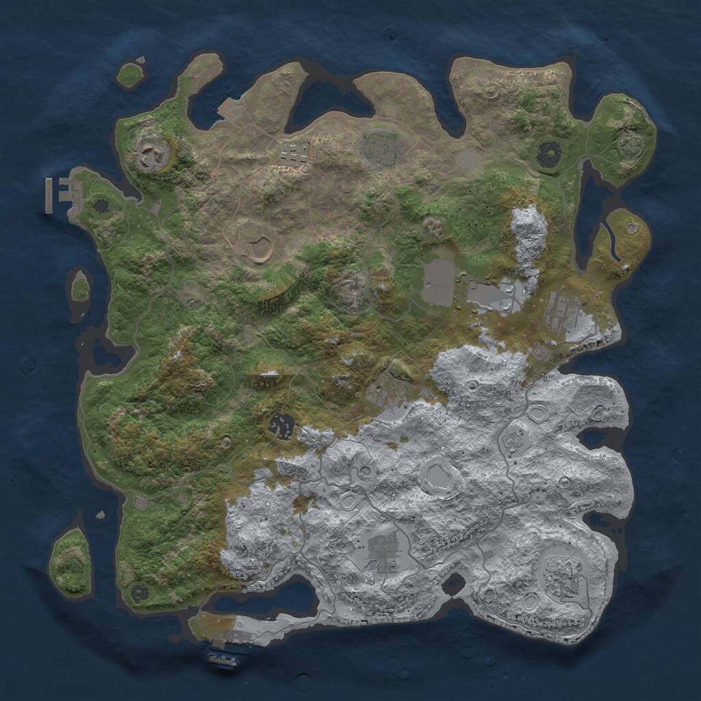 Rust Map: Procedural Map, Size: 4000, Seed: 1379885787, 16 Monuments