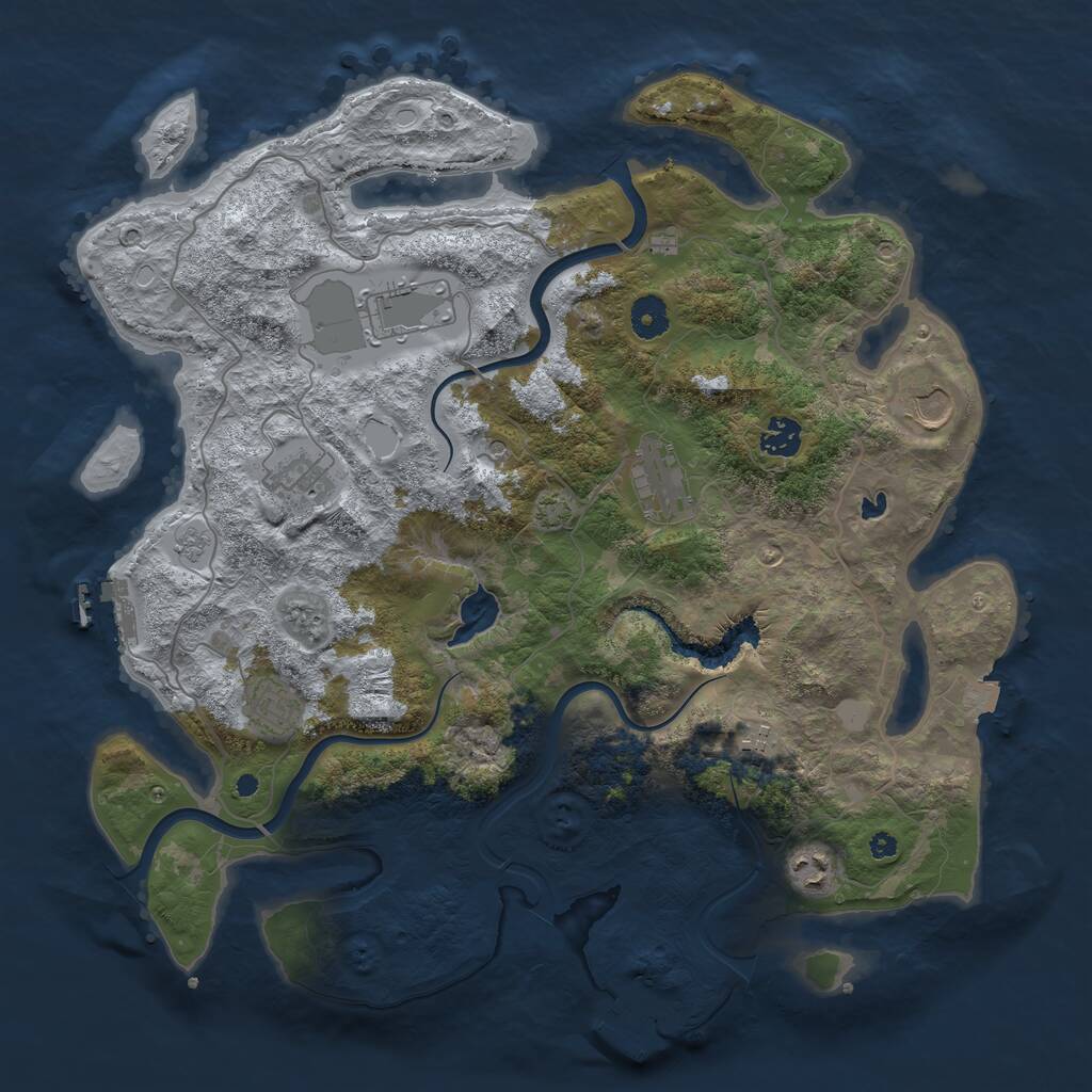 Rust Map: Procedural Map, Size: 4000, Seed: 1325757877, 14 Monuments