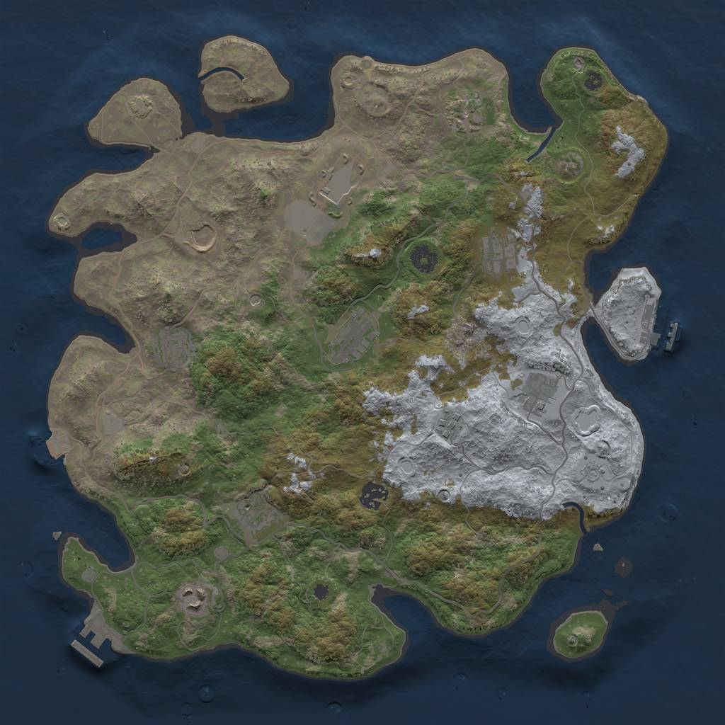 Rust Map: Procedural Map, Size: 4000, Seed: 2140077515, 19 Monuments